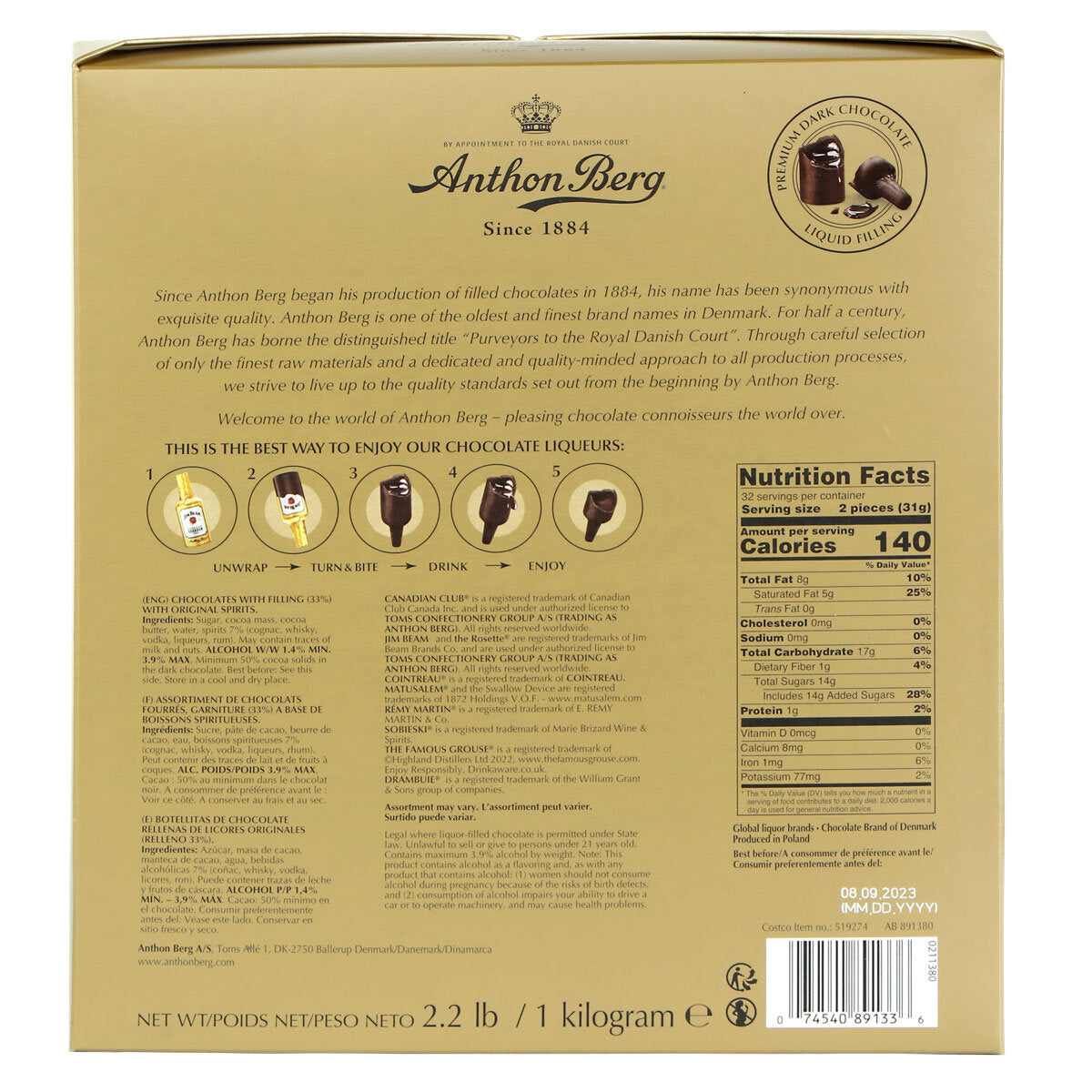 Anthon Berg Chocolate Liqueurs, 1kg - McGrocer