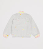 Billieblush denim embroidered jacket with hearts and neon trim for children ages 2-10 years - British product