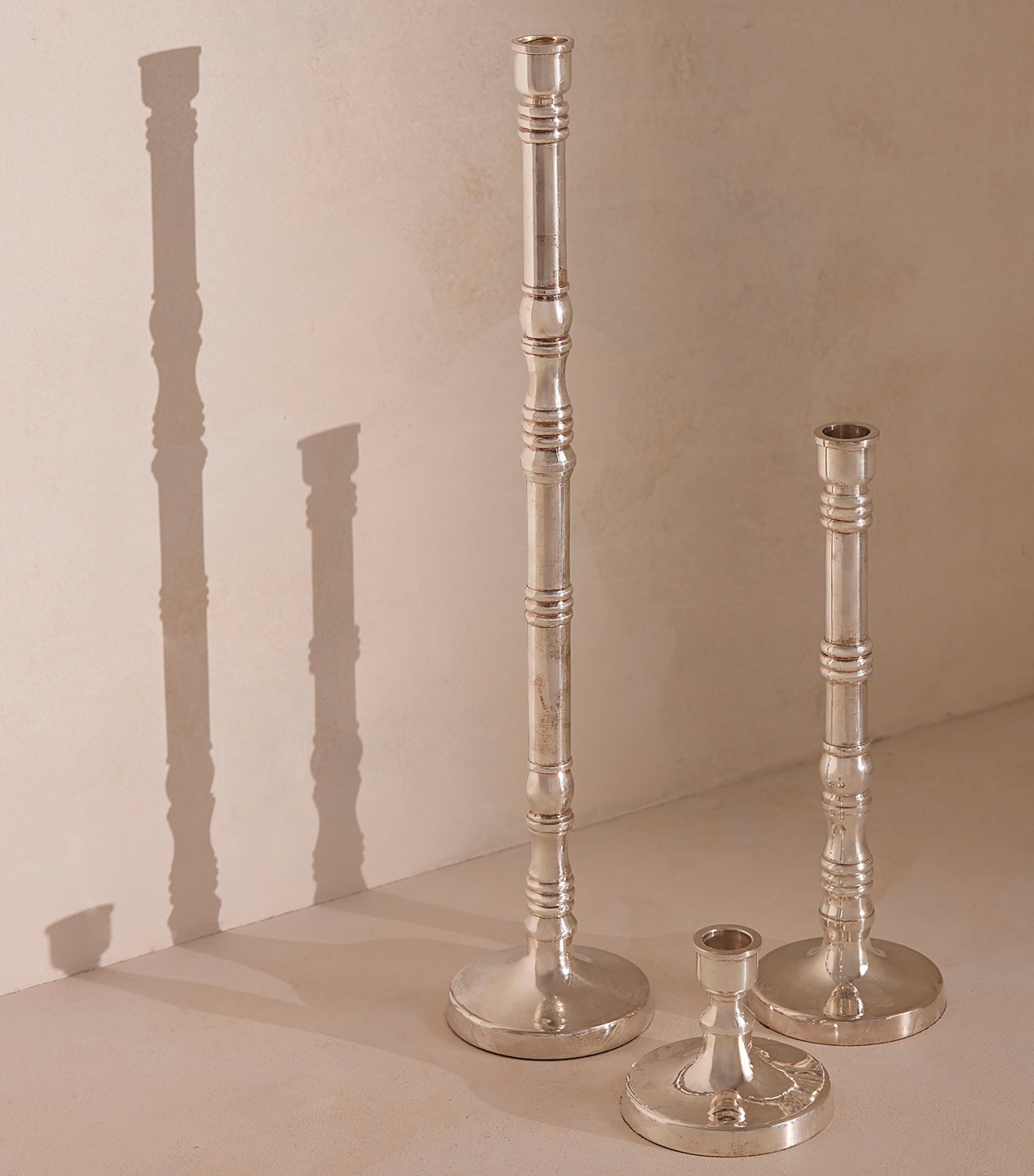Soho Home silver-plated Stiden candlestick 27cm (British brand)
