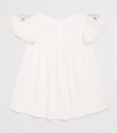 Cotton Embroidered Dress with Lace Trim for Girls Ages 3-10 Years