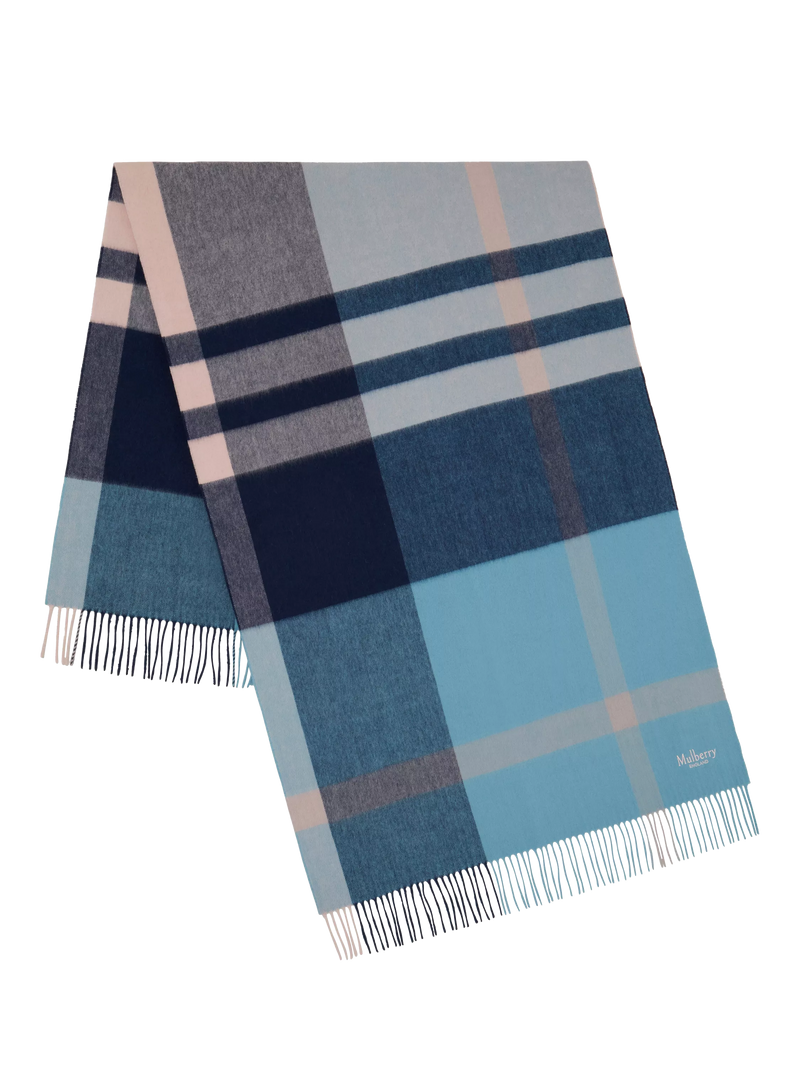 Mulberry Large Check Merino Wool Scarf