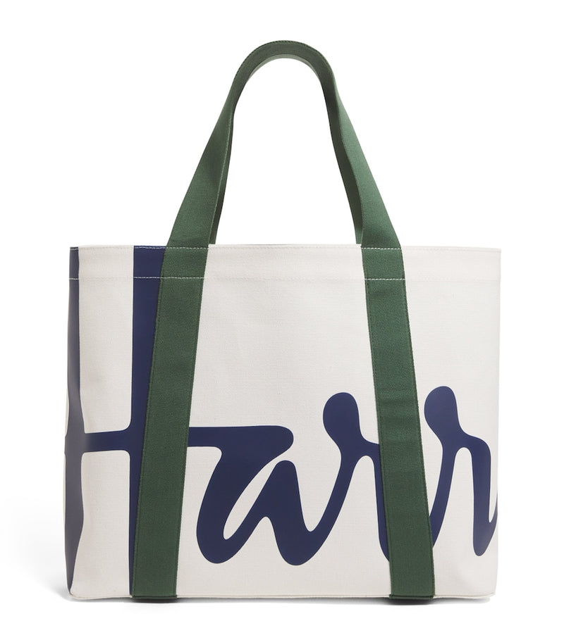 Harrods medium cotton logo tote bag, UK version