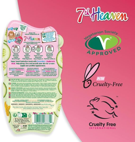 7th Heaven Cucumber Peel Off Mask Pack of 6 (British brand)