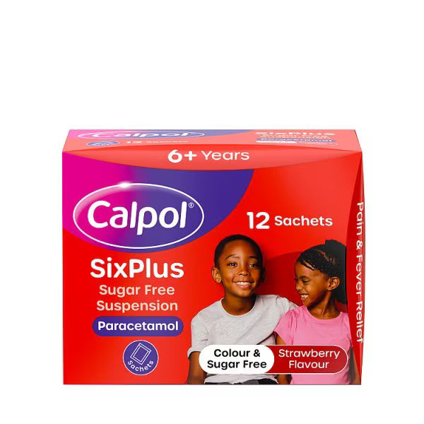 Calpol Strawberry Suspension Sachets 6+ Years 12s - British product