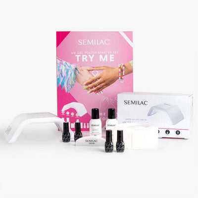 Semilac UV Gel Polish Starter Set with Lamp Base Top Coat