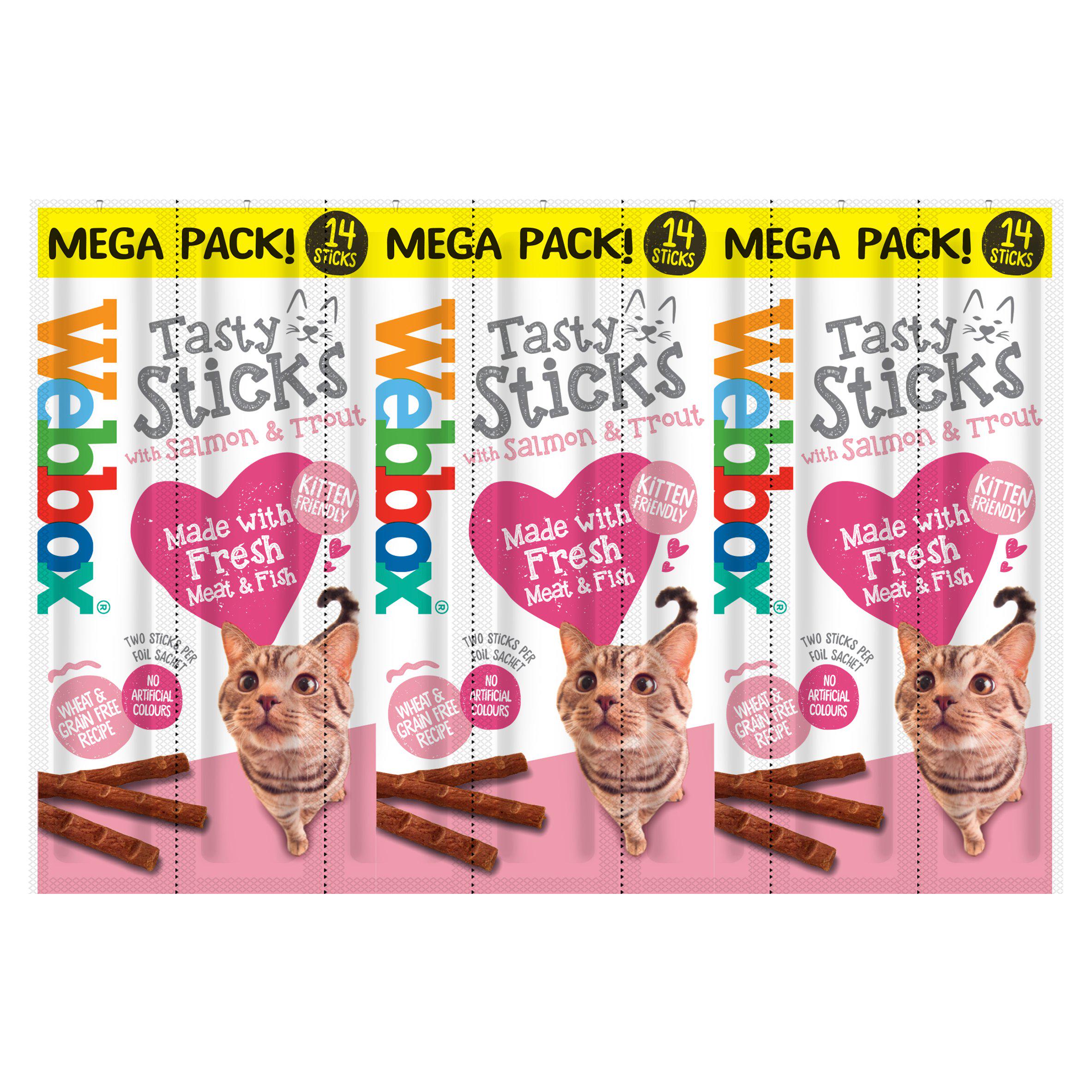 Webbox Tasty Sticks Mega Pack Salmon & Trout Cat Treats x14 70g GOODS Sainsburys   