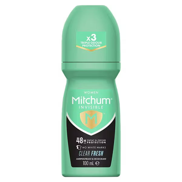 Mitchum invisible clear fresh roll on 100ml, imported from the UK