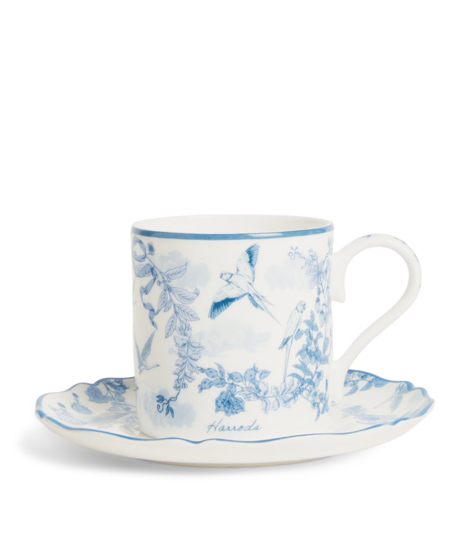 Harrods fine bone china Toile espresso cup and saucer, UK version