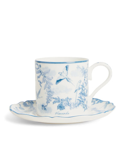 Harrods Fine Bone China Toile Espresso Cup and Saucer