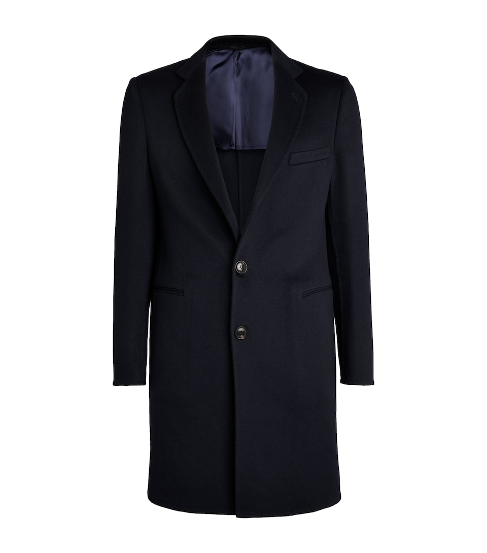 Regular Fit Virgin Wool Overcoat with Notched Lapels