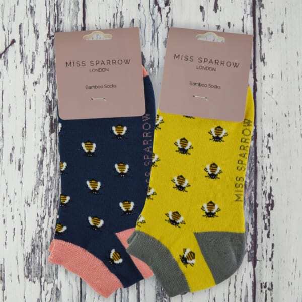 Miss Sparrow 2 Pair Bamboo Trainer Socks, imported from the UK