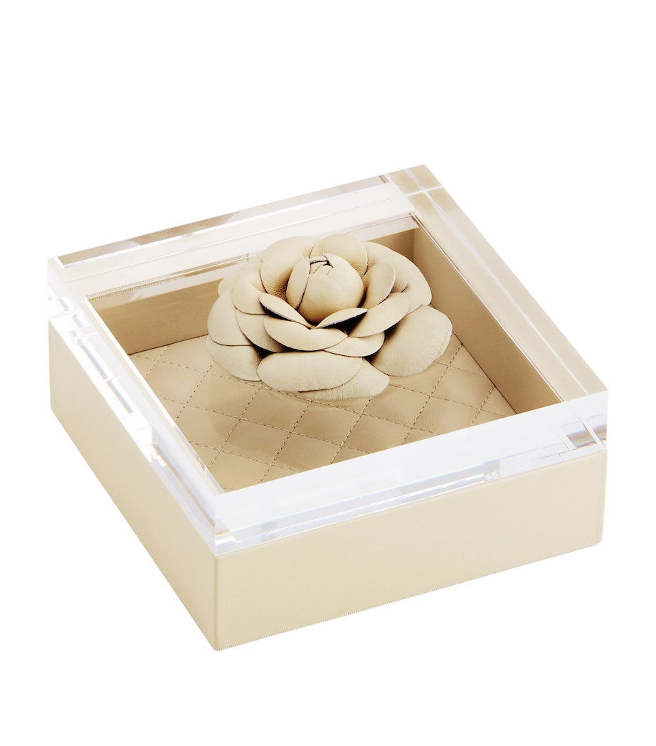 Riviere small quilted floral leather box, imported from the UK