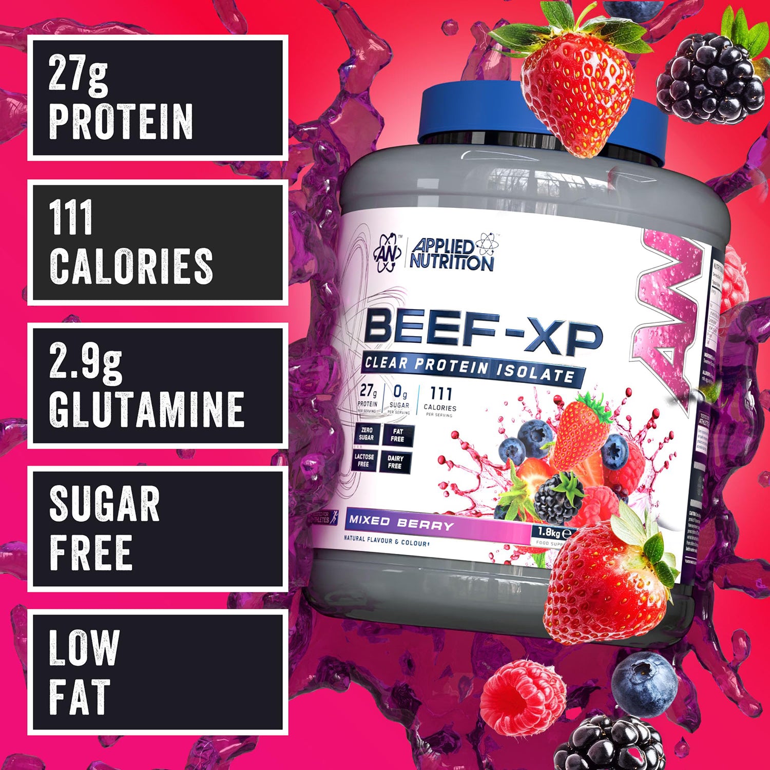 Applied Nutrition Beef XP Clear Protein Isolate Mixed Berry 1.8KG
