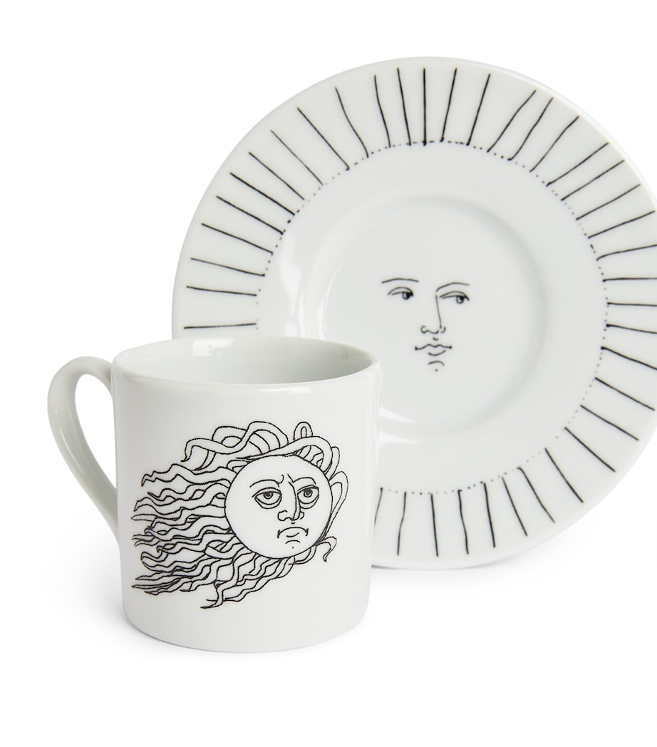Fornasetti Solitario coffee cup and saucer set with lunar illustrations, 5cm height - British product