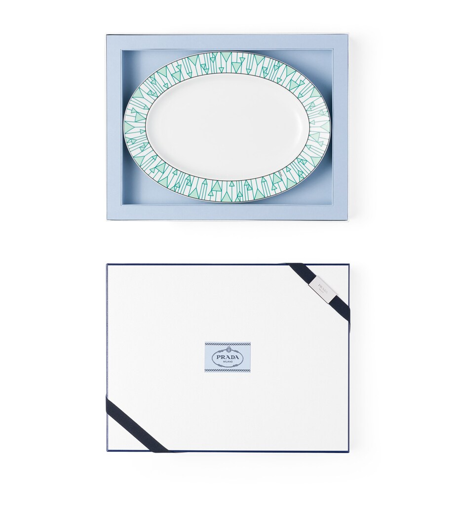 Prada medium Vienna serving plate with geometric print, 34cm diameter, imported from the UK