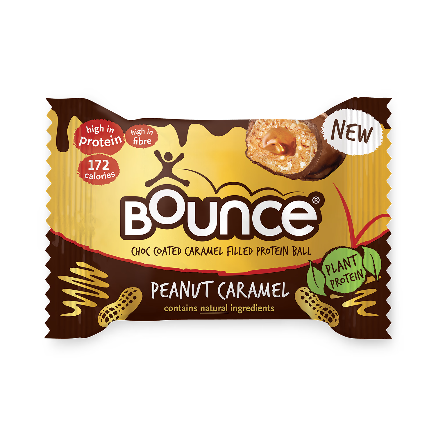 Bounce chocolate coated peanut caramel protein ball 40g - British product