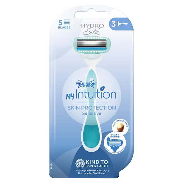 My Intuition Hydro Silk disposable razor 3 pack, imported from the UK