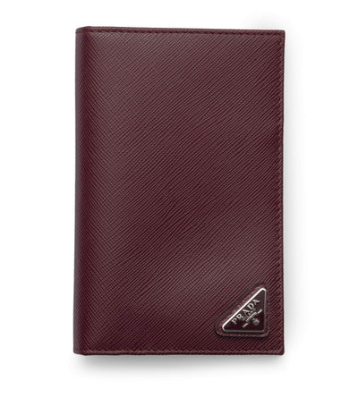 Prada Saffiano Leather Logo Passport Holder