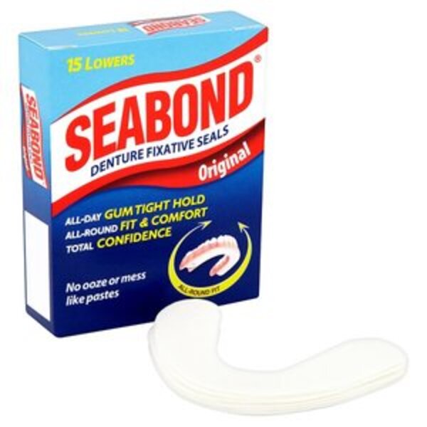 Seabond denture fixative seals original 15ct (British brand)