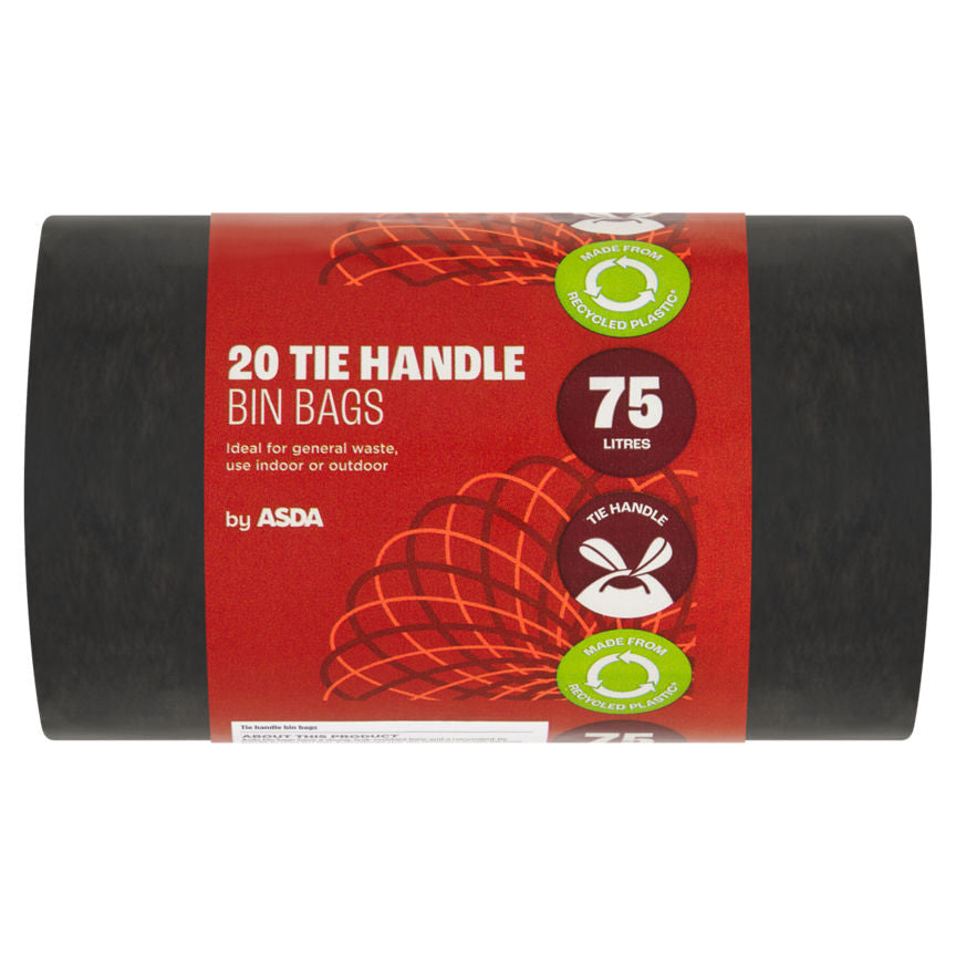 ASDA 20 Tie Handle Bin Bags 75 Litres - McGrocer