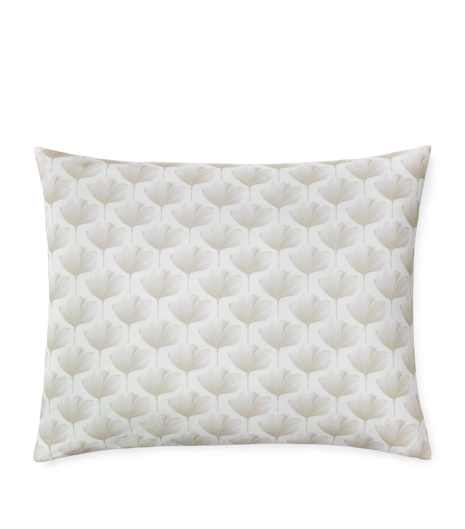 Sferra cotton square pillowcase with Ginkgo leaf design, 65cm x 65cm (British brand)