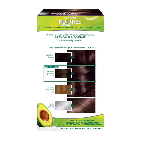 Garnier Nutrisse Glacial Brown permanent hair dye pack, UK version.