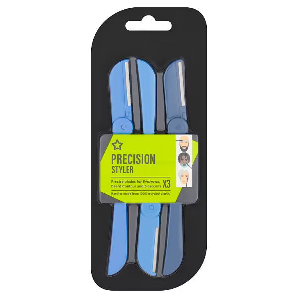 Superdrug Men's Precision Styler dermaplaning tool x3 (British brand)
