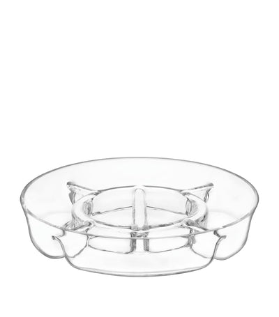 Glass Multi-Compartment Serving Platter for Hors d'Oeuvres