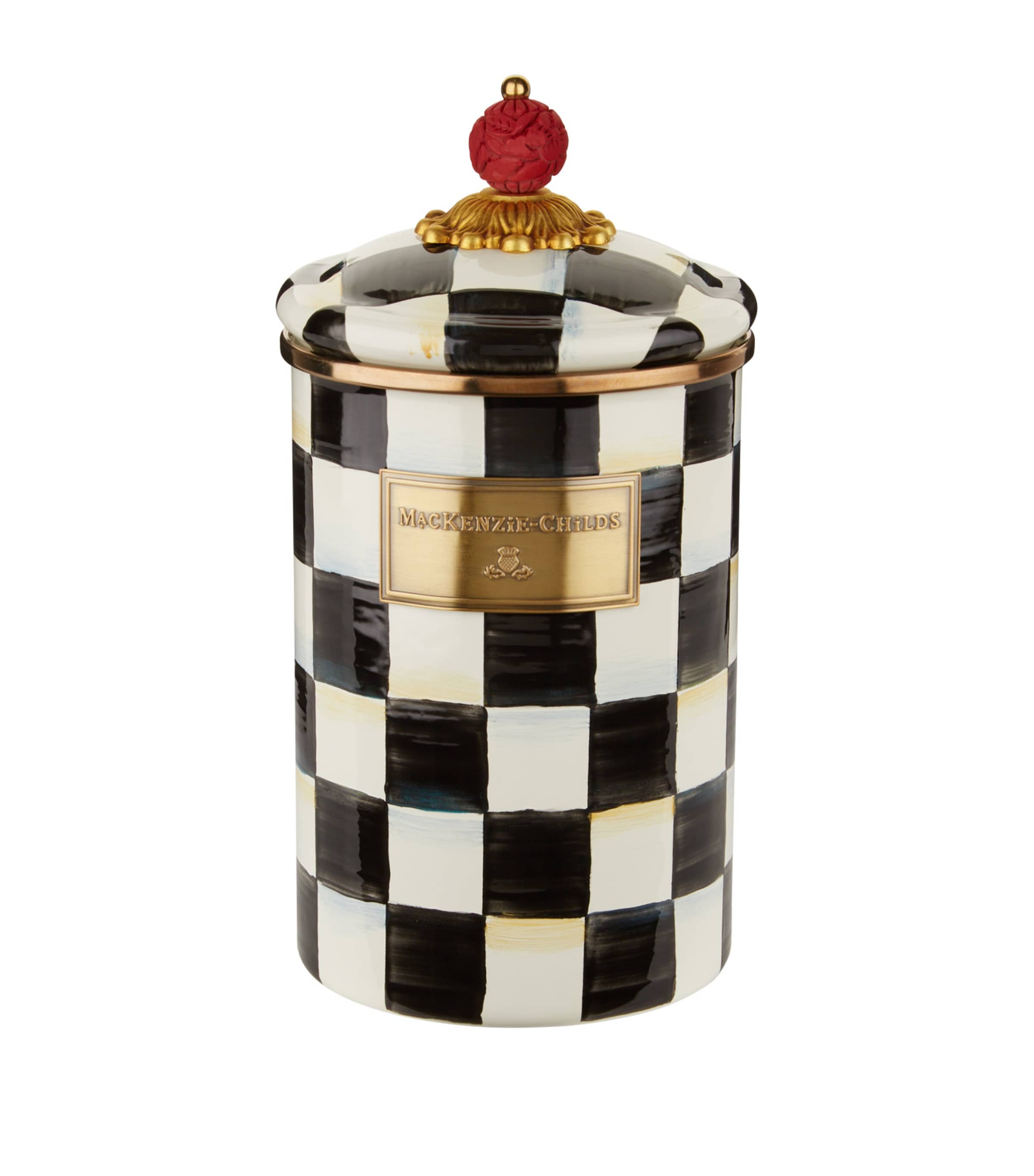 MacKenzie-Childs Large Courtly Check Enamel Canister