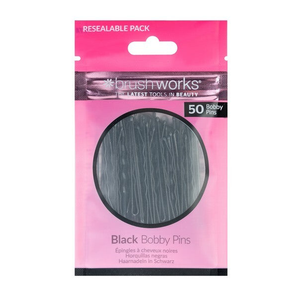 Brushworks Black Bobby Pins Pack of 50 Pieces - British product