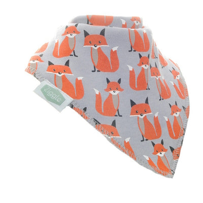 Ziggle Bandana Dribble Bib Foxes on Grey Baby Bib