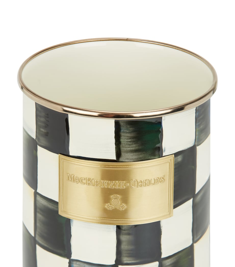 MacKenzie-Childs Courtly Check enamel utensil holder, imported from the UK