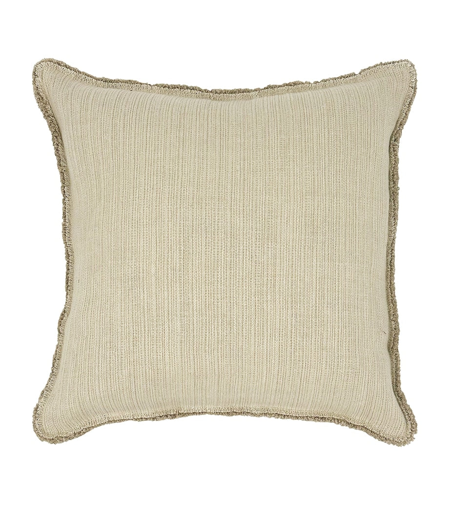 De Le Cuona linen-blend fringe bison cushion 55cm x 55cm - British product