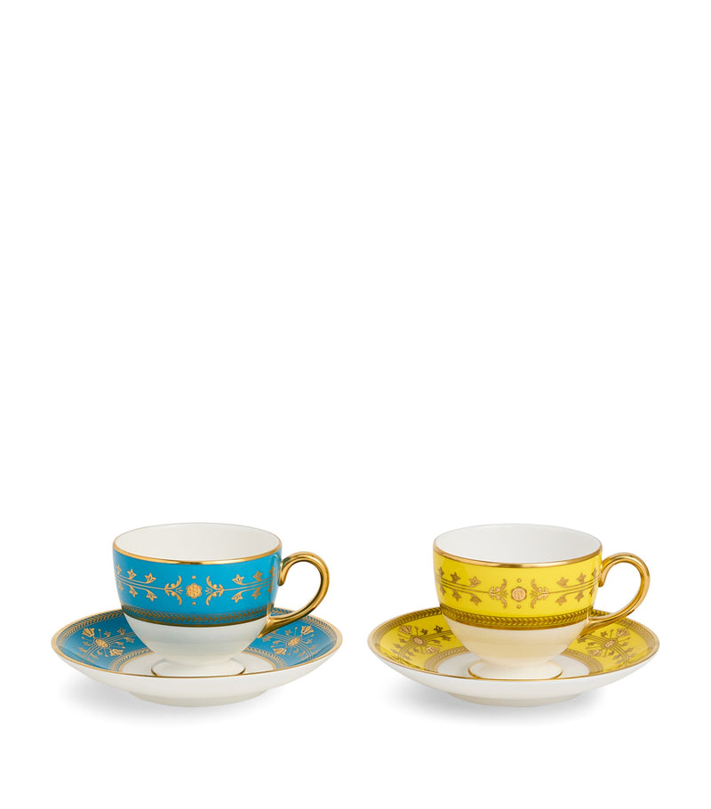 Wedgwood Set of 2 Bone China Bacchus Teacups and Saucers