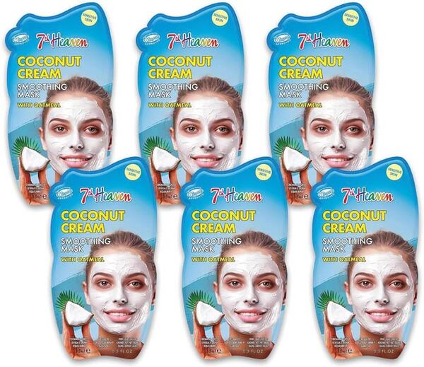 7th Heaven Coconut Cream Face Mask with Oatmeal 6 Pack - British product