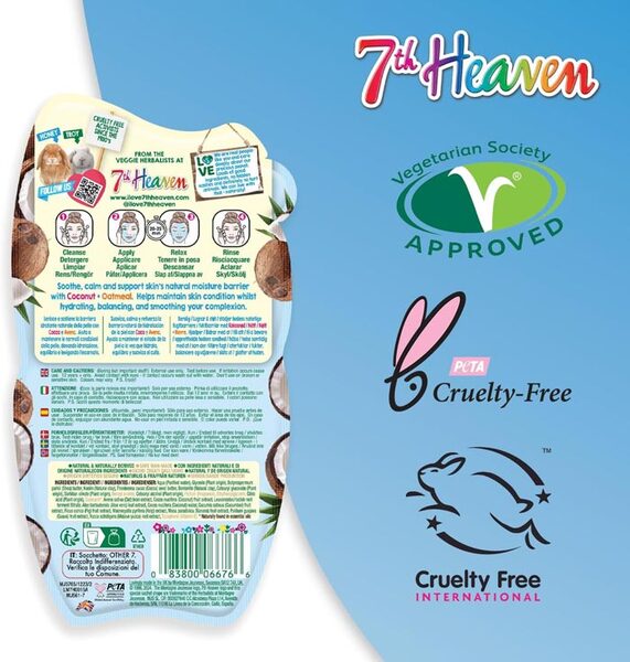 7th Heaven Coconut Cream Face Mask with Oatmeal 6 Pack - British product