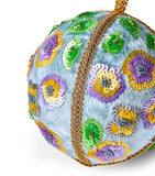 Pastel Blue Christmas Bauble with Gold Filigree and Sequins