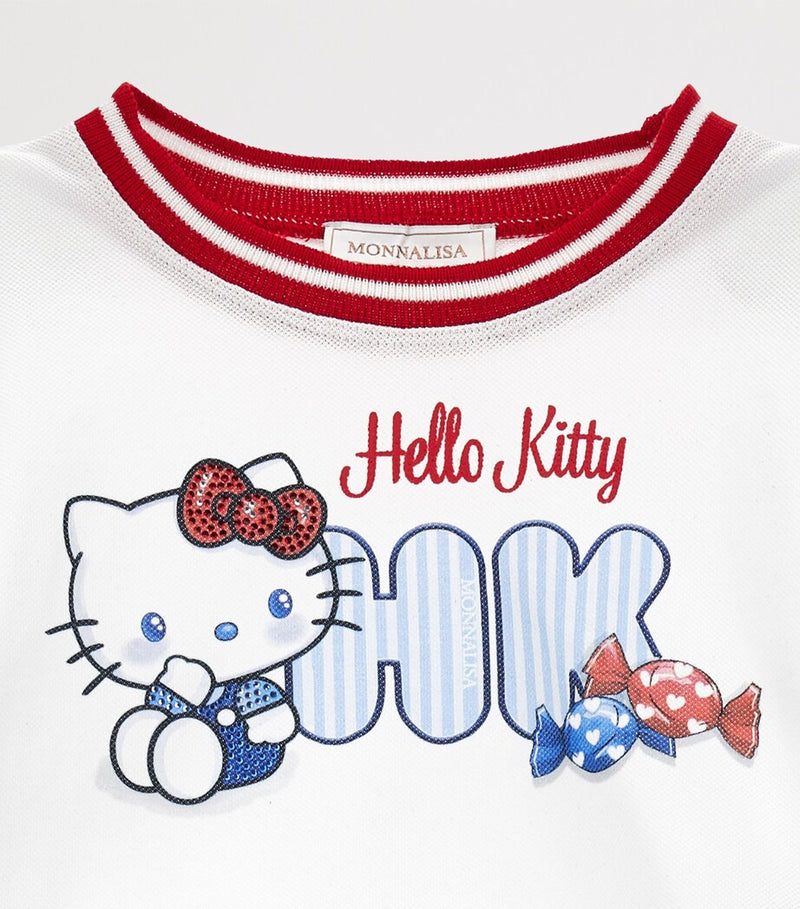 Monnalisa cotton T-shirt and skirt set with rhinestone details for children 2-12 years, imported from the UK