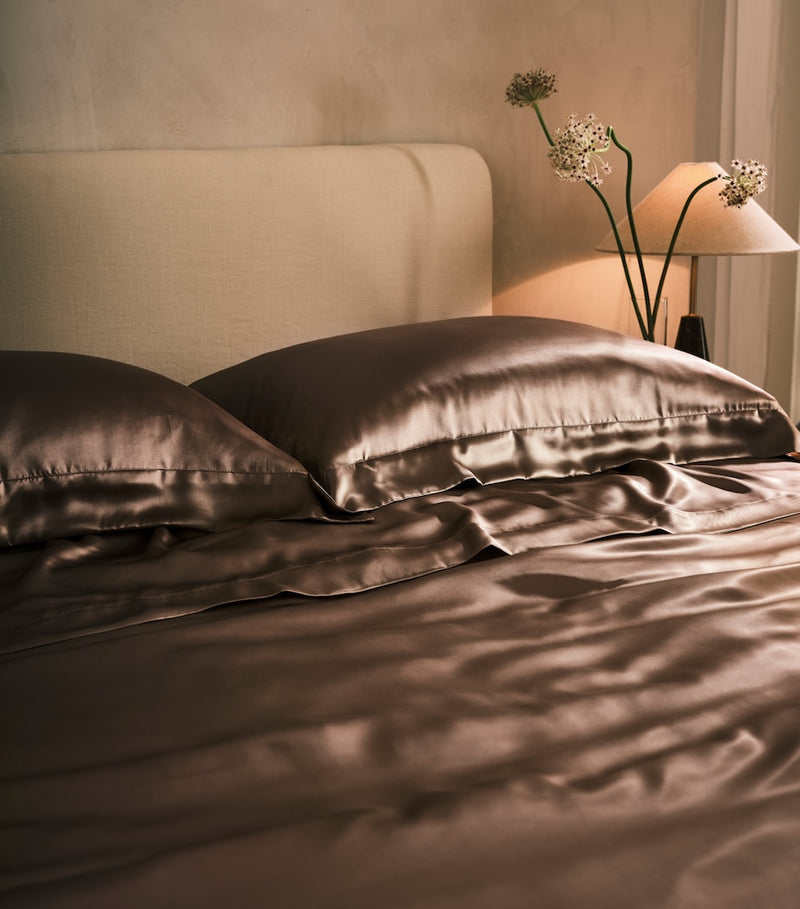 Gingerlily silk mocha duvet cover Super King (260cm x 220cm) - British product