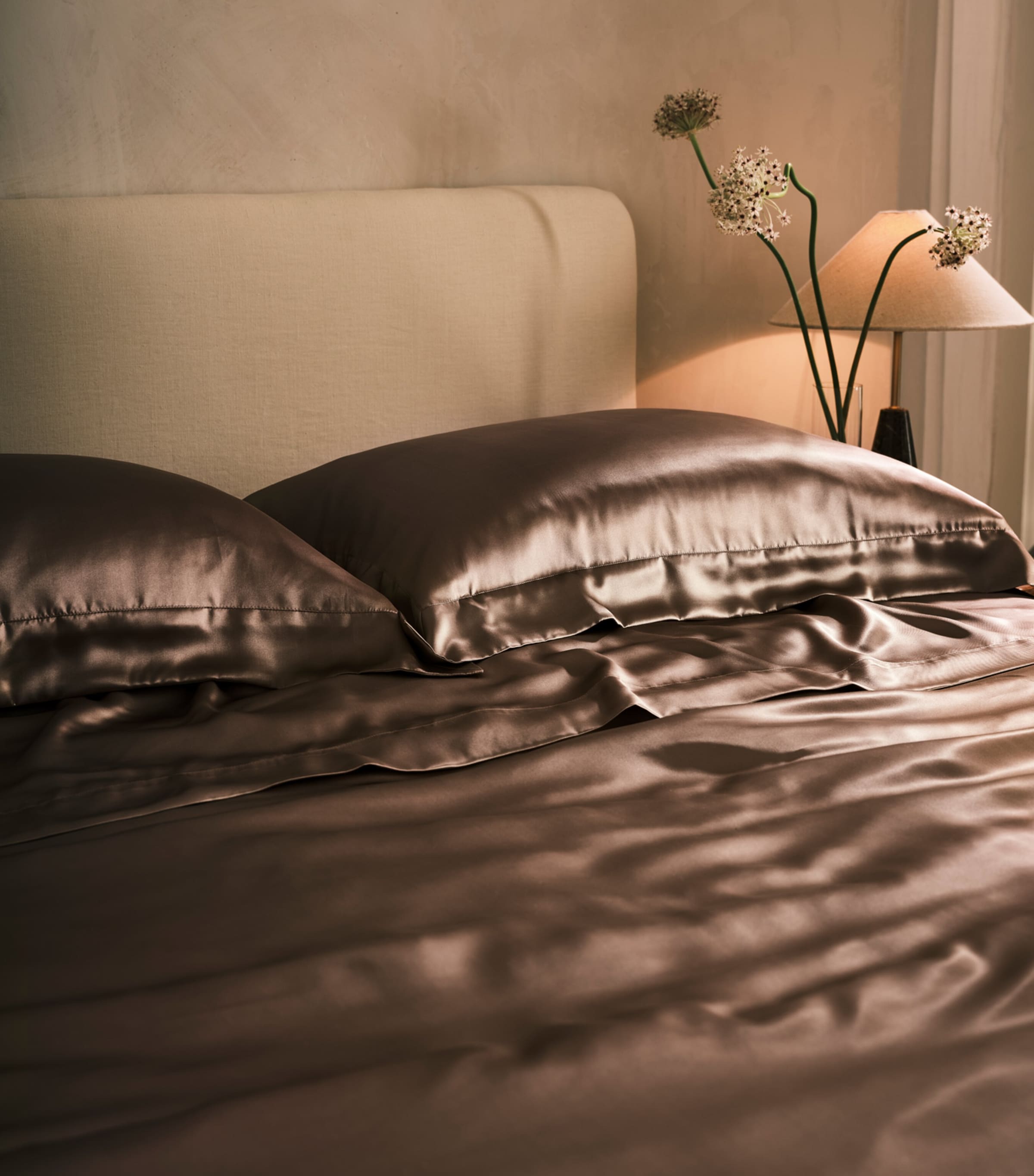Gingerlily silk mocha duvet cover Super King (260cm x 220cm) - British product