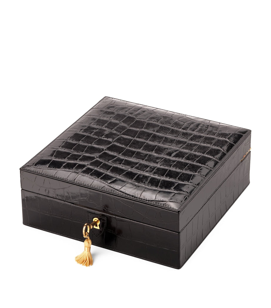 Aspinal of London croc-embossed leather watch roll - British product