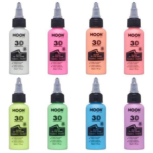 Moon Glow - Glow in the Dark Fabric Paint - Set of 8