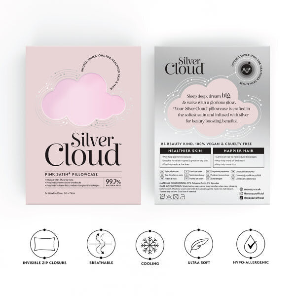 Silver Cloud satin pillowcase pink twinpack standard size (British brand)