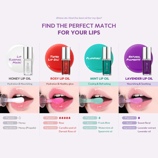 Authentic TIRTIR My Glow Lip Oil Lavender 5.7 ml (British brand)