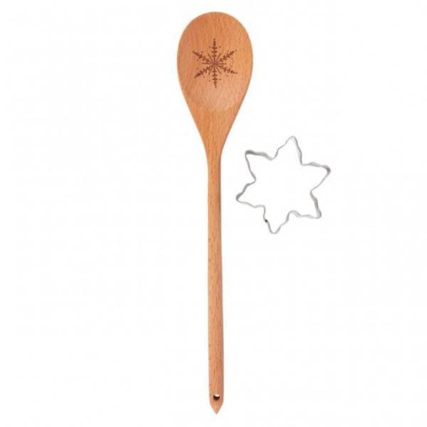 Something Different Snowflake wooden spoon set 28cm (British brand)