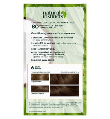 Clairol Natural Instincts No Ammonia No Parabens Semi-Permanent Hair Dye 6 Light Brown 175ml