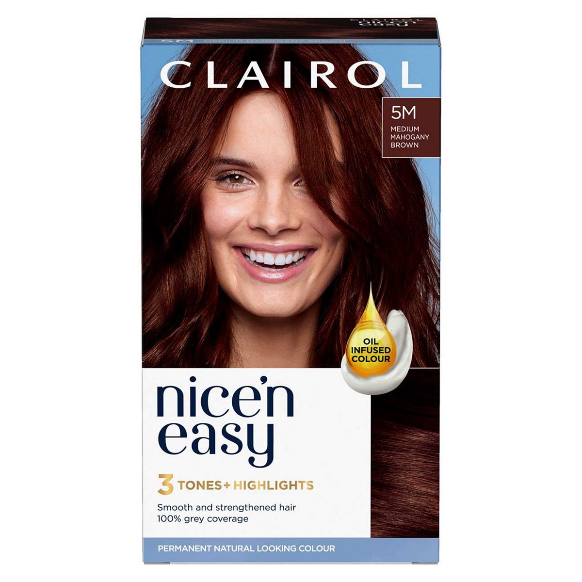 Clairol Nice'n Easy Cr&amp;egrave;me Oil Infused Permanent Hair Dye 5M Medium Mahogany Brown 177ml