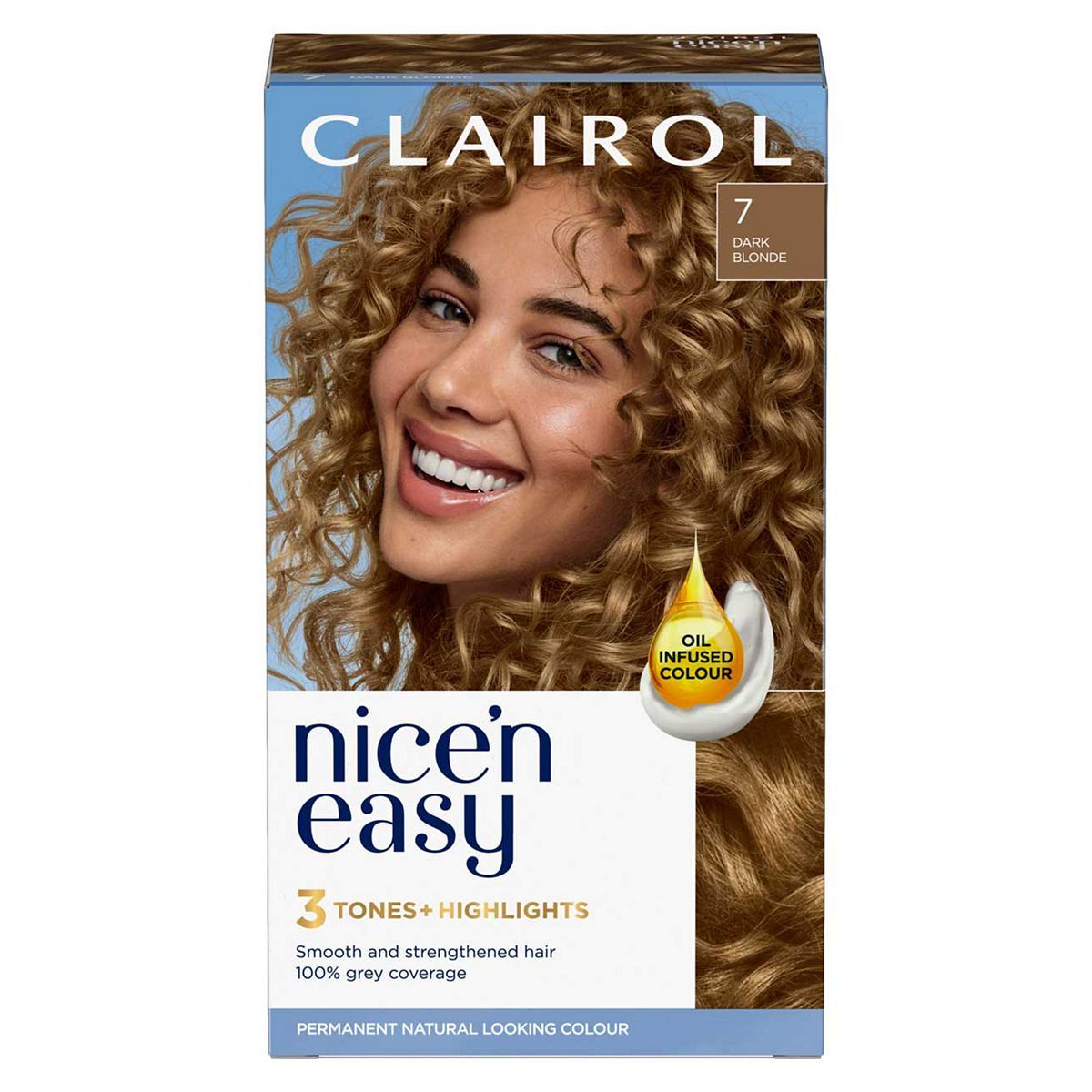 Clairol Nice'n Easy Cr&amp;egrave;me Oil Infused Permanent Hair Dye 7 Dark Blonde 177ml
