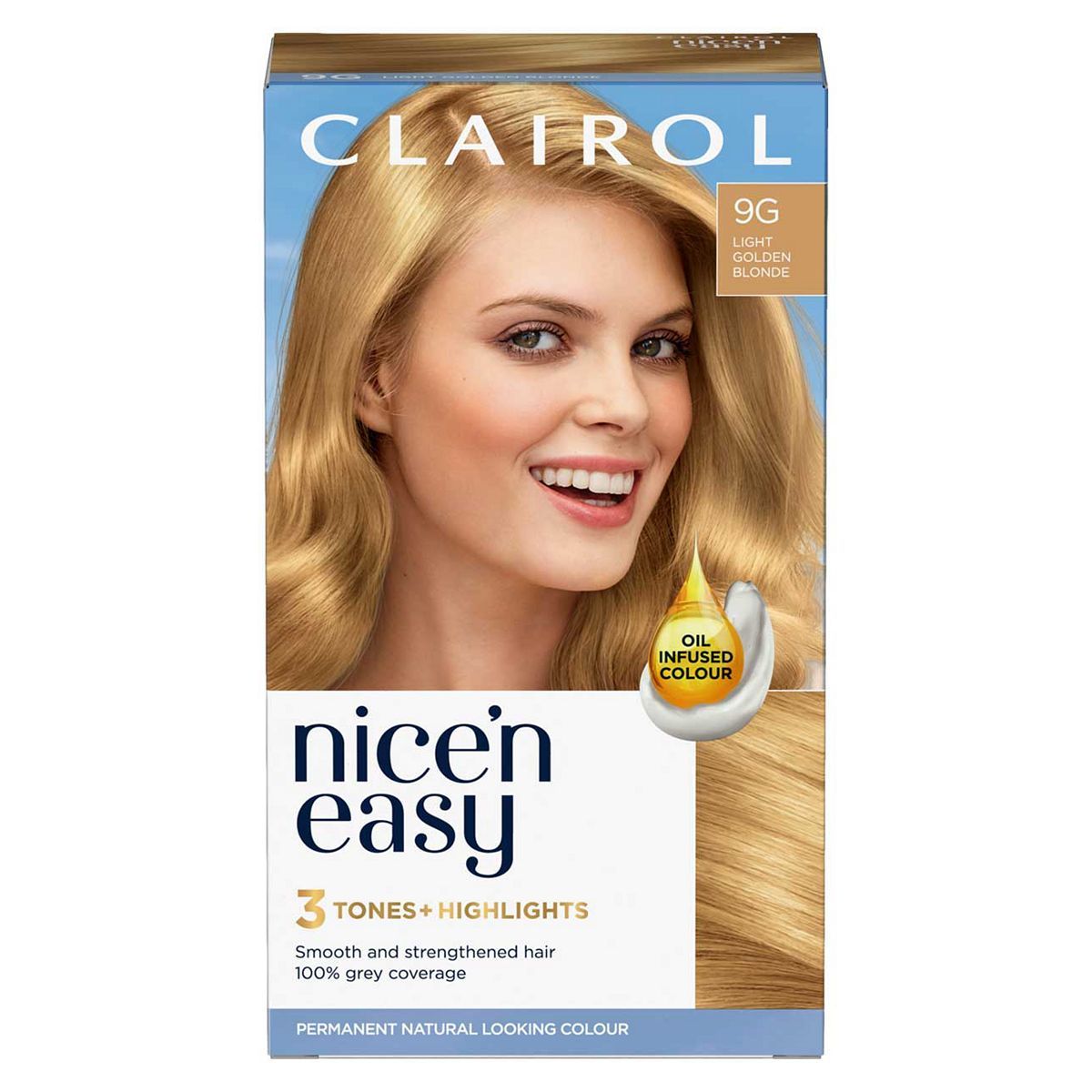 Clairol Nice'n Easy Cr&amp;egrave;me Oil Infused Permanent Hair Dye 9G Light Golden Blonde 177ml