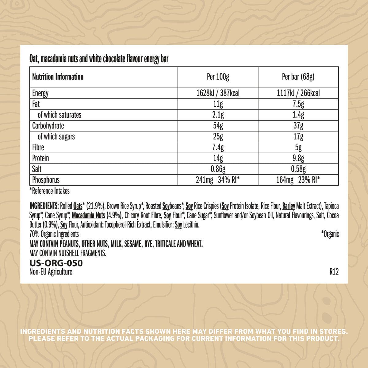 Clif Bar White Chocolate &amp;amp; Macadamia Nut, 12 x 68g